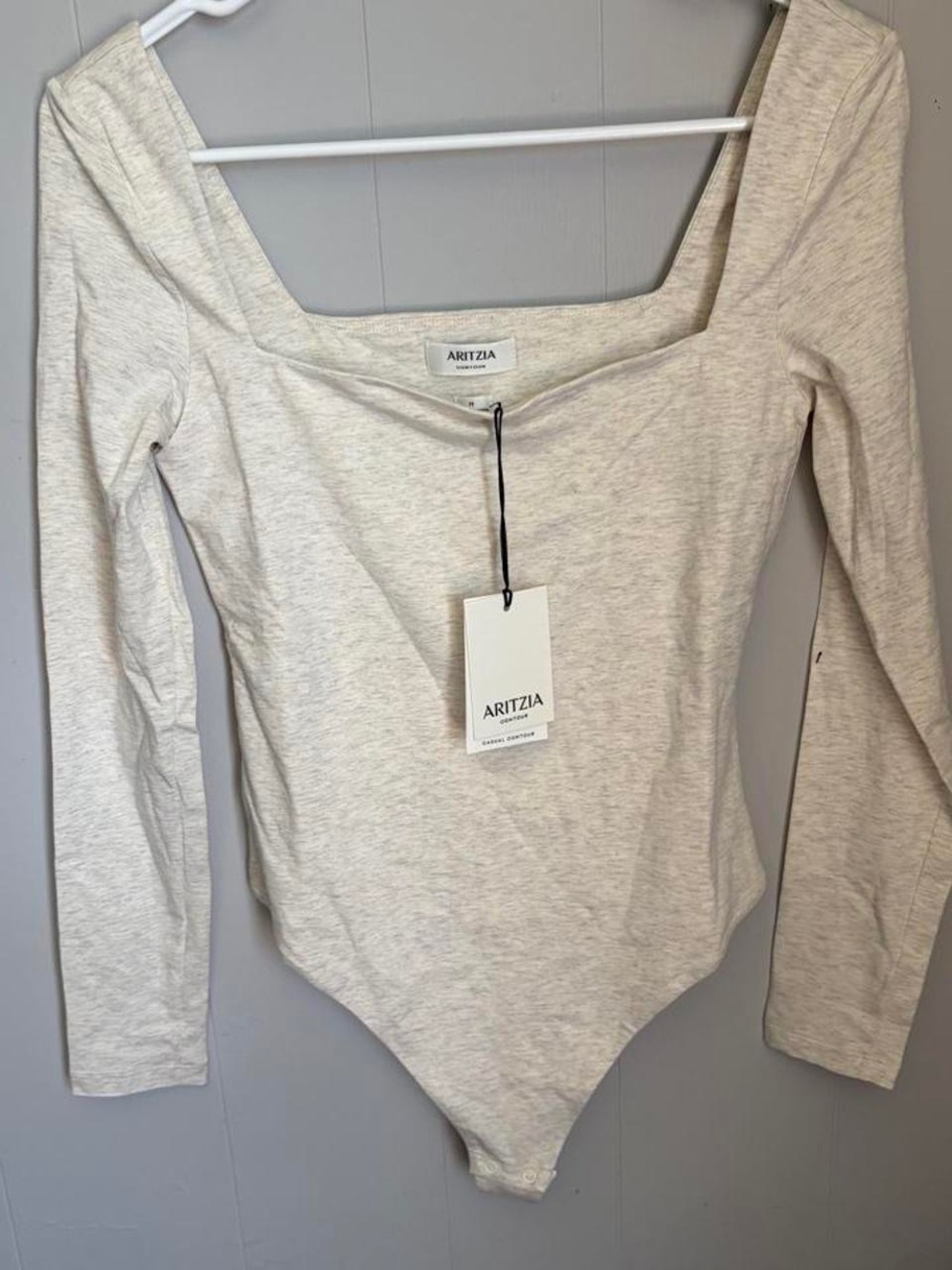 Aritzia Square Neck Long Sleeve Bodysuit - Light Heather Gray
